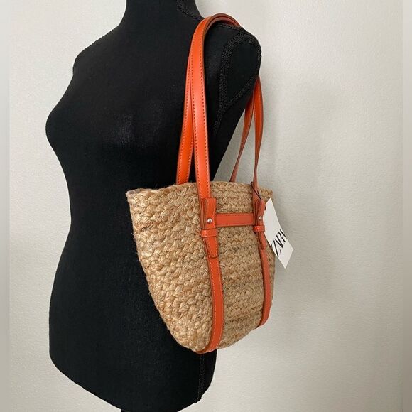 NWT Zara Jute Midi Tote Bag - Picture 5 of 9